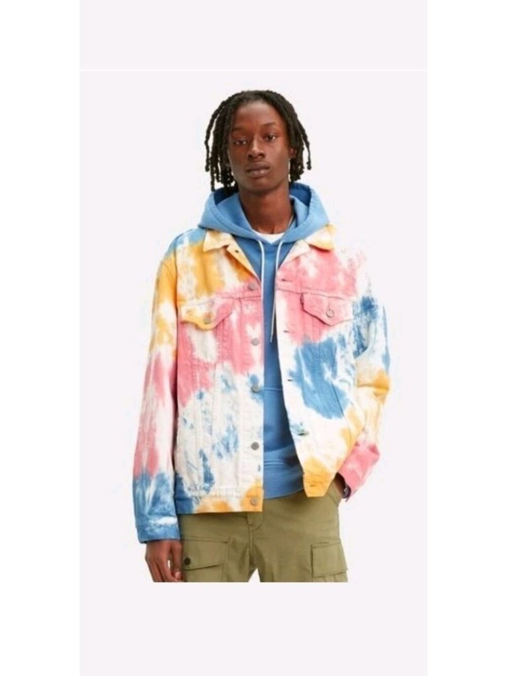 LEVI'S Premium Vintage Fit Big E Trucker Jacket Tie Dye Mens Multicolor Medium